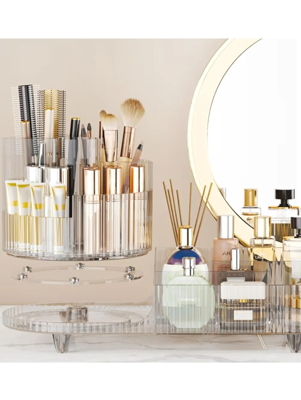 Comfy Room NWT Rotating Makeup Organizer w/Brush Holder In Clear Countertop